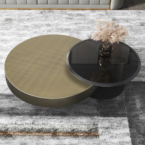 Modern Gold & Black 2-Piece Round Nesting Coffee Table Set With ... pertaining to Creating a Stylish Living Space with Nested Coffee Table Sets